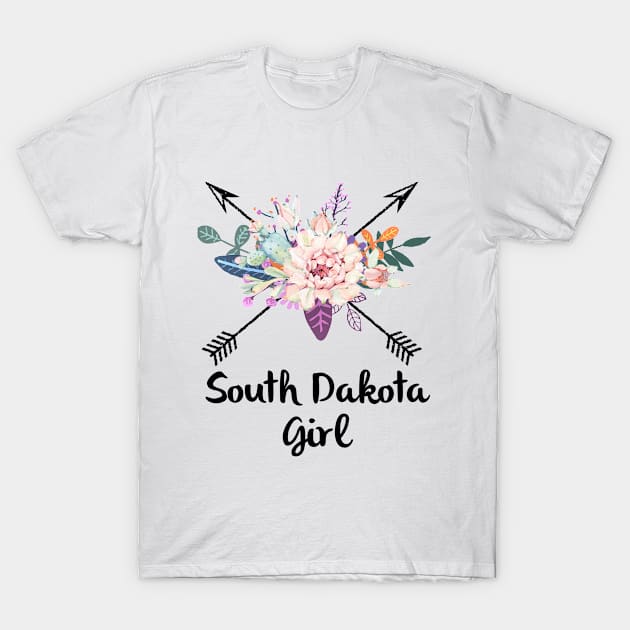 South Dakota Girl Cross Arrow Cactus Floral Wreath T-Shirt by MySistersTreasures